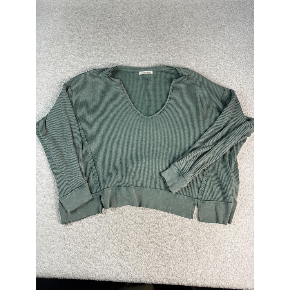 We‎ The Free Sweater Womens Small Waffle Knit Pullover Slouchy Distressed Hem